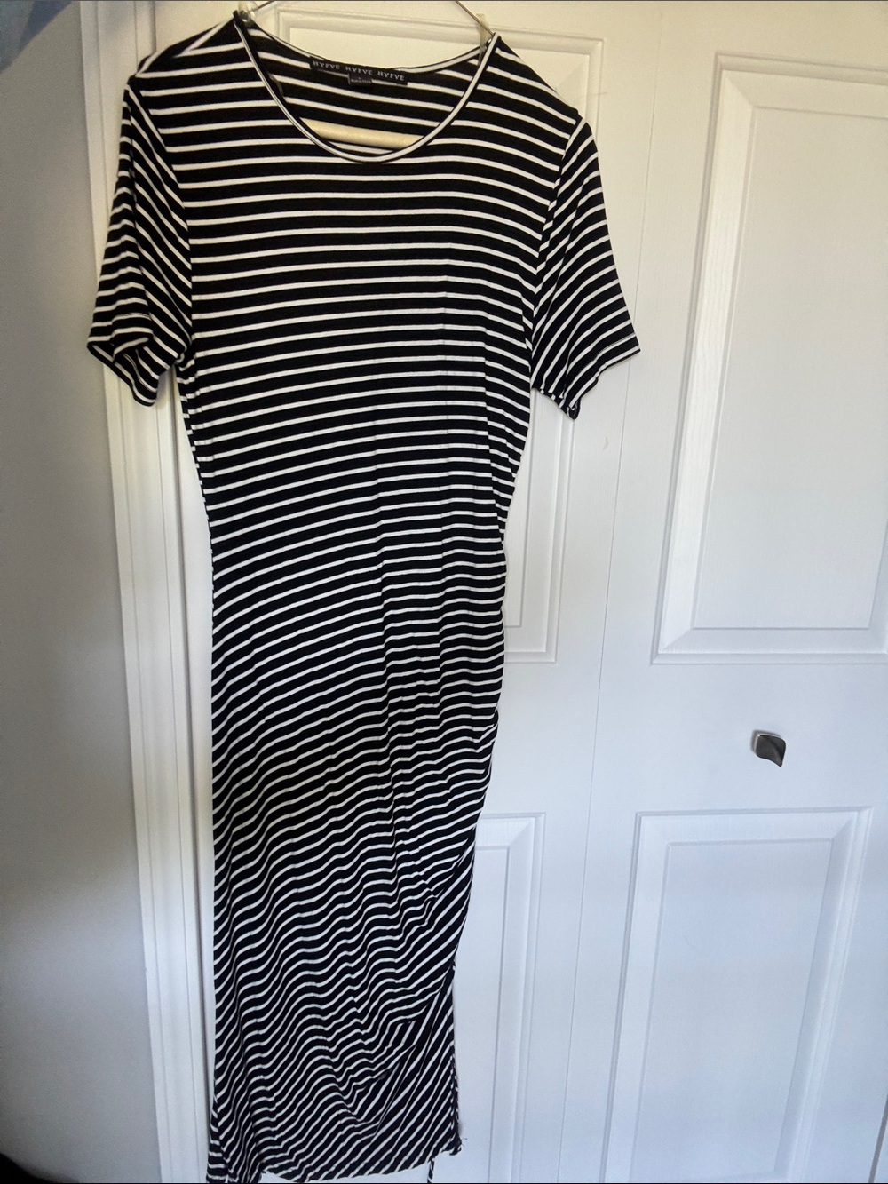 HYFVE Black & White Striped Maxi Dress